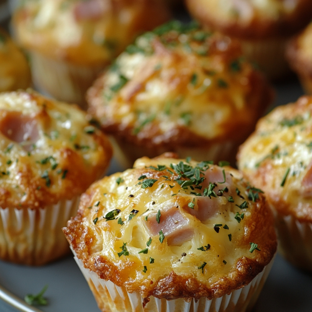 Breakfast Muffins with Ham and Cheese