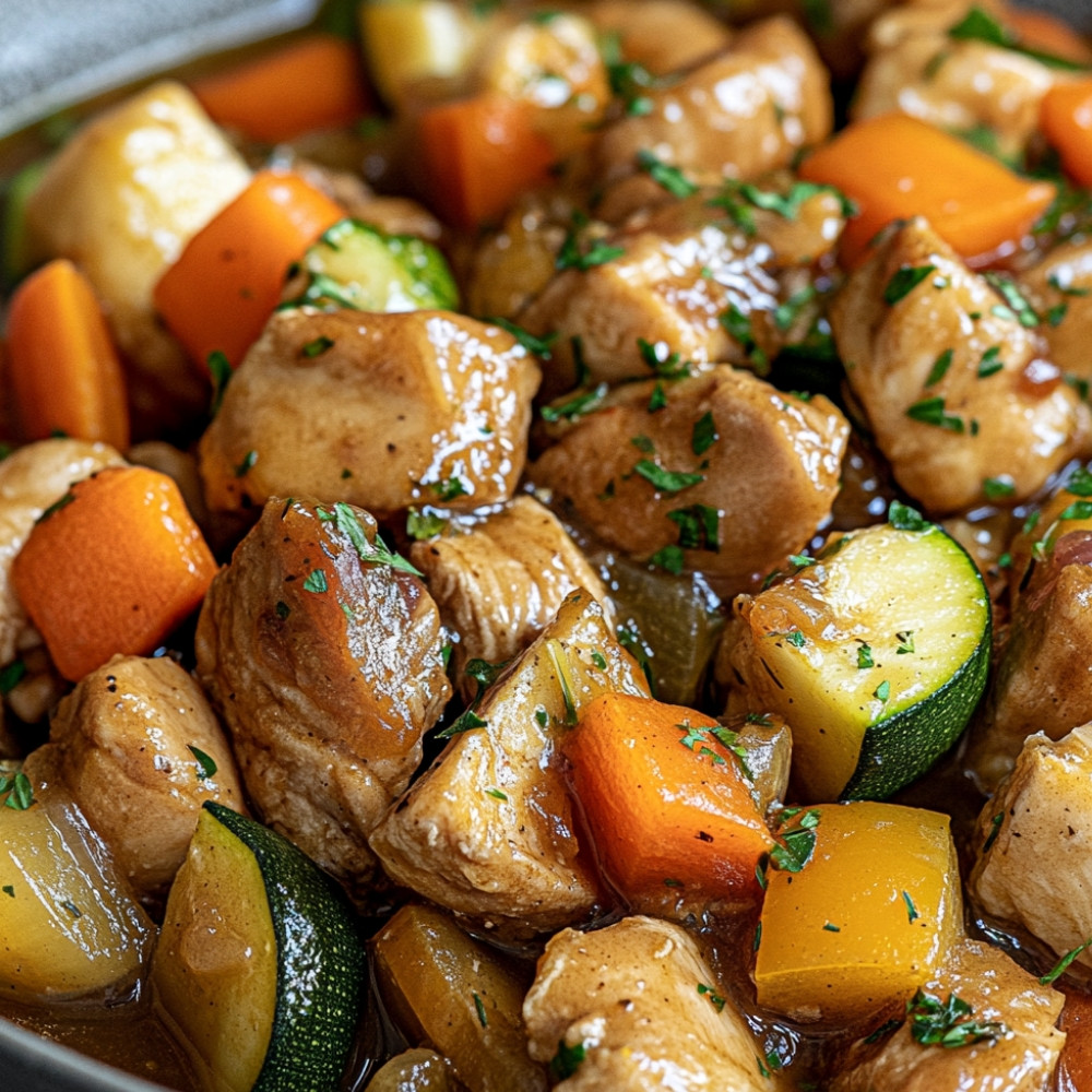 Chicken and Vegetables in a Honey Garlic Sauce in the Slow Cooker