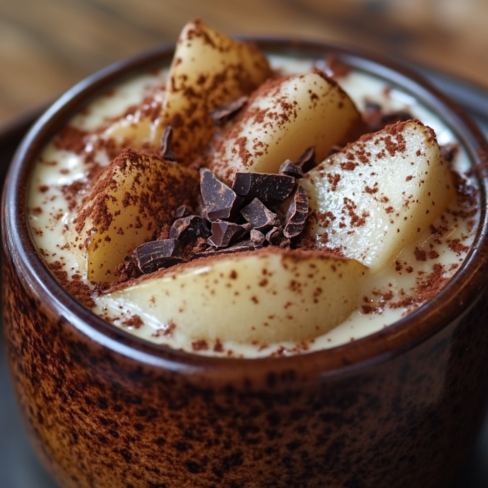 Chocolate pear mug cake