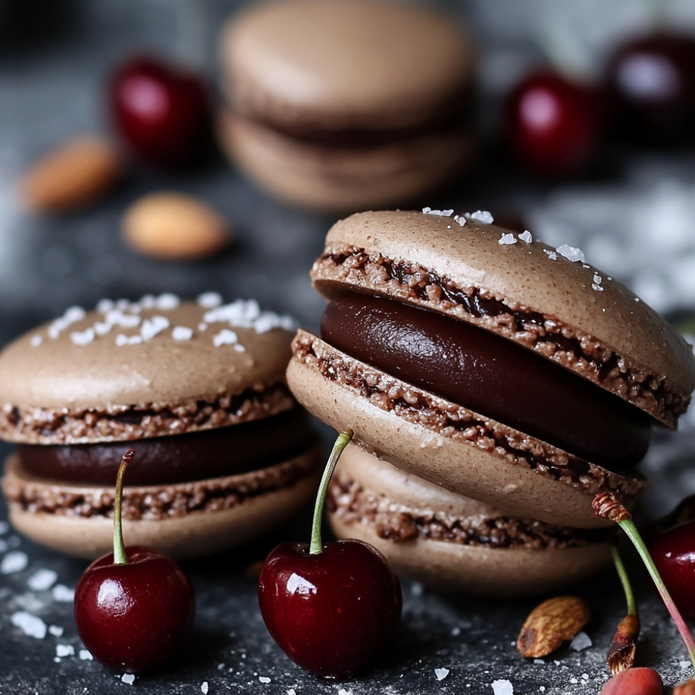 Healthy Chocolate Cherry Macarons