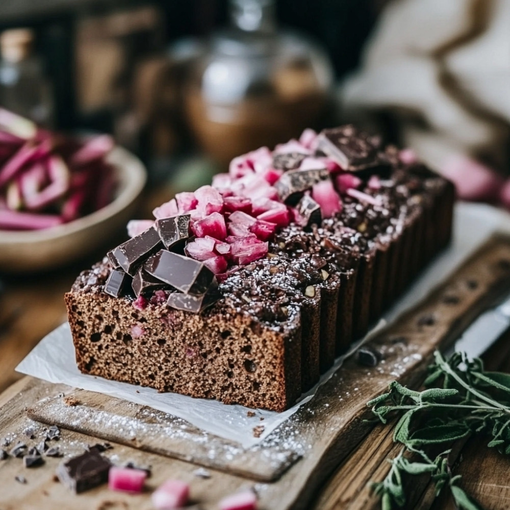 Rhubarb Yogurt Bread with Chocolate