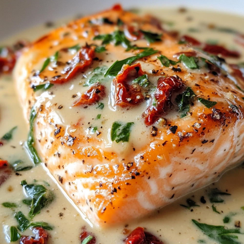 Salmon with Creamy Sun-Dried Tomato Sauce