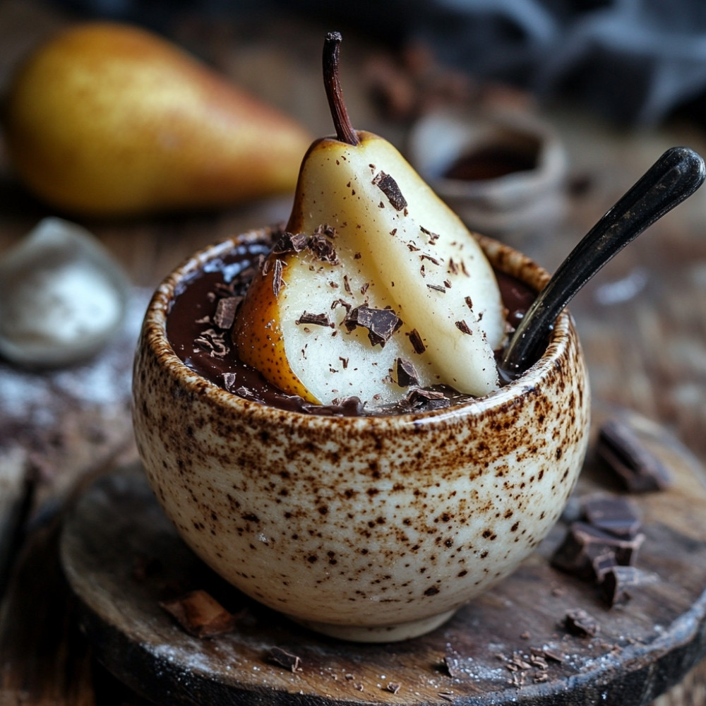 Chocolate pear mug cake