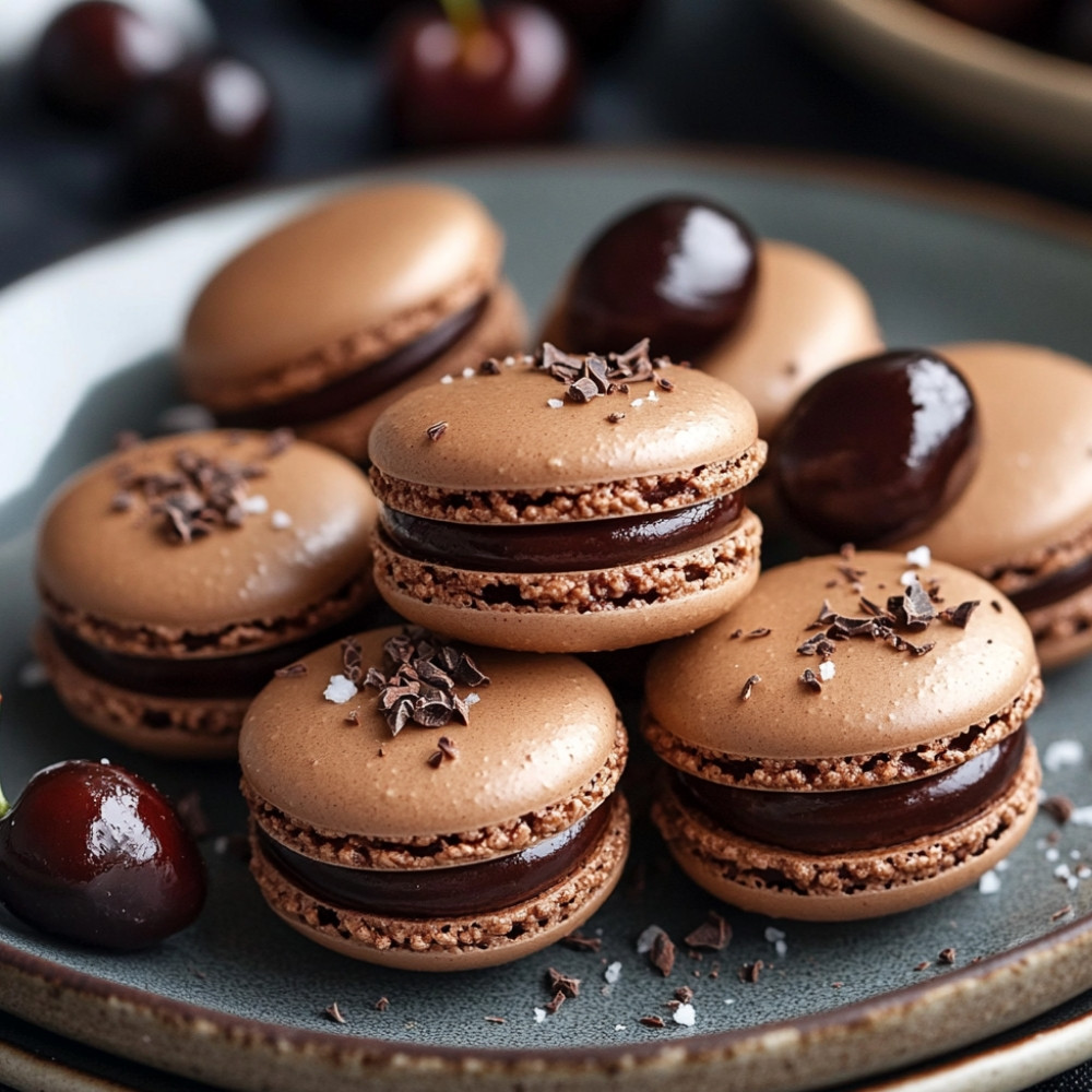 Healthy Chocolate Cherry Macarons