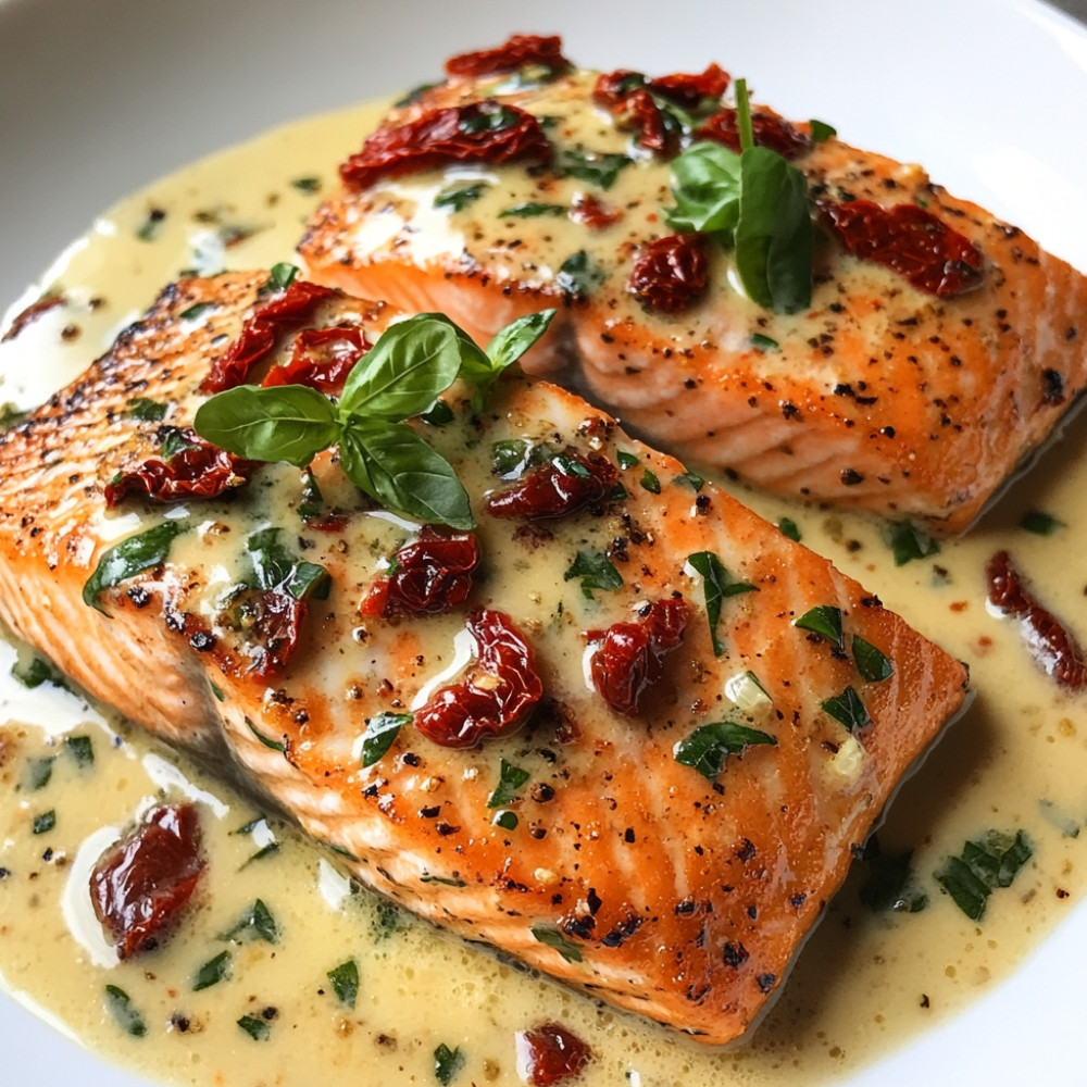 Salmon with Creamy Sun-Dried Tomato Sauce