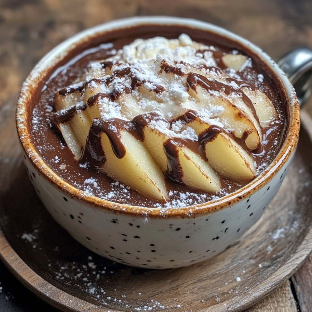 Chocolate pear mug cake