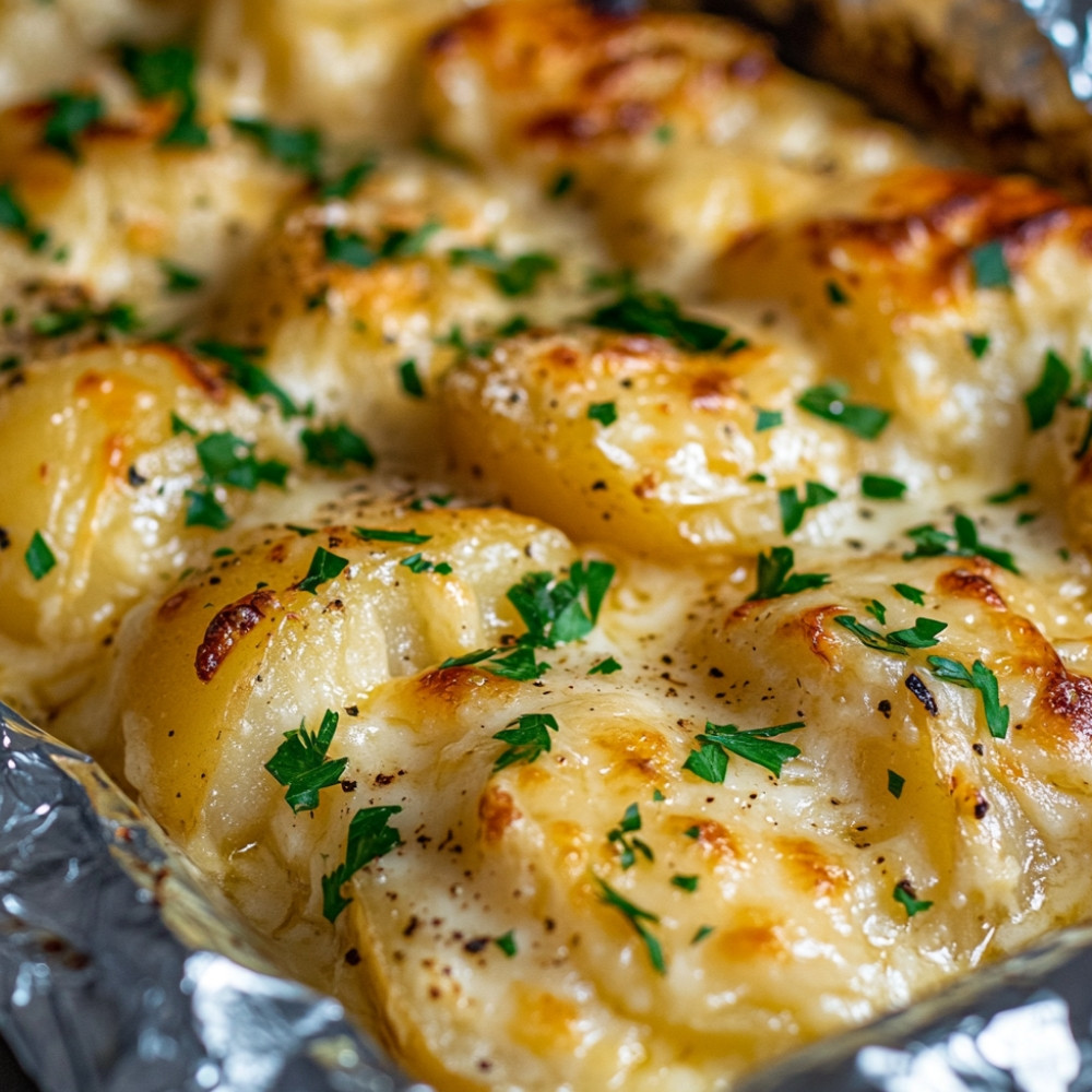 Garlic Gratin Potatoes on the BBQ