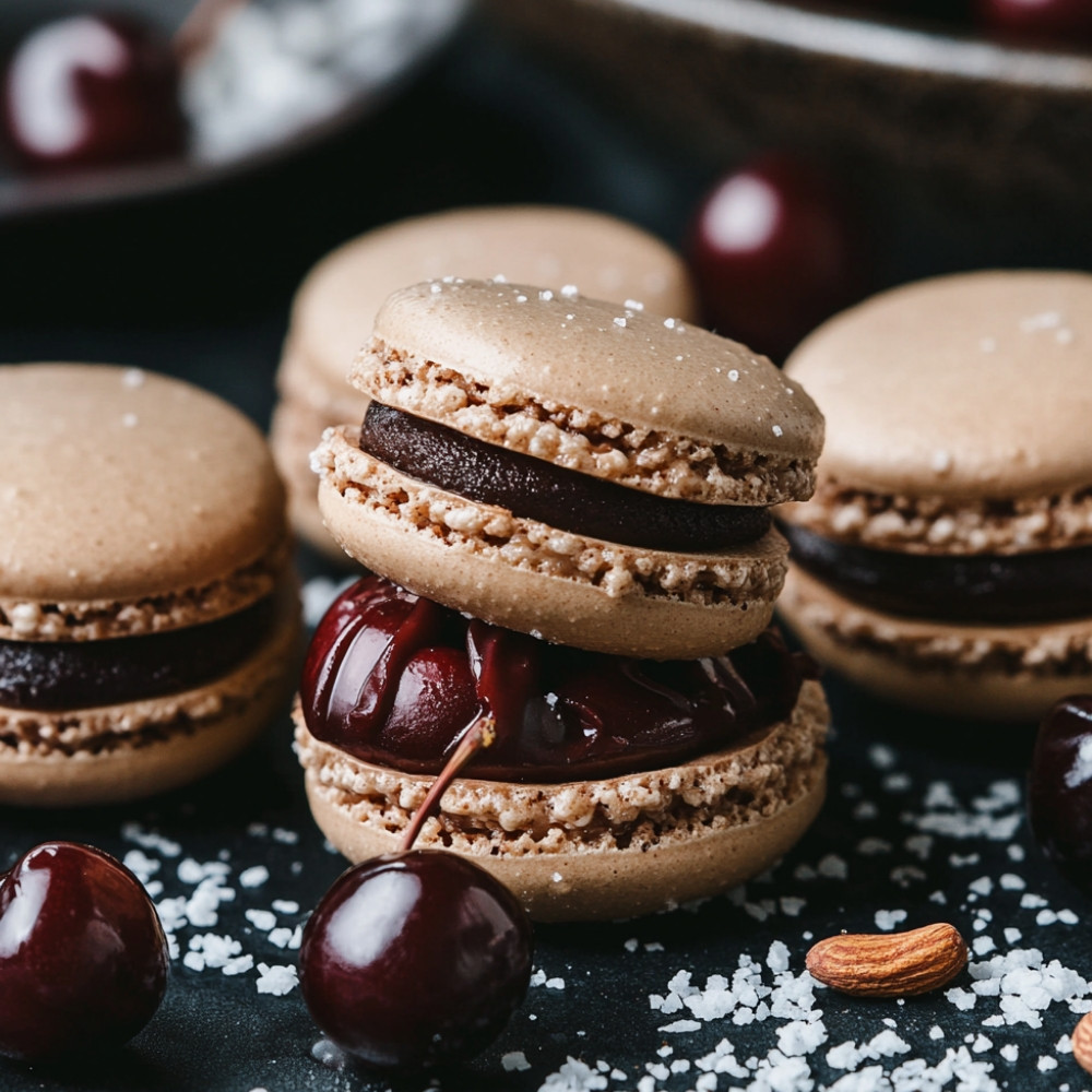 Healthy Chocolate Cherry Macarons