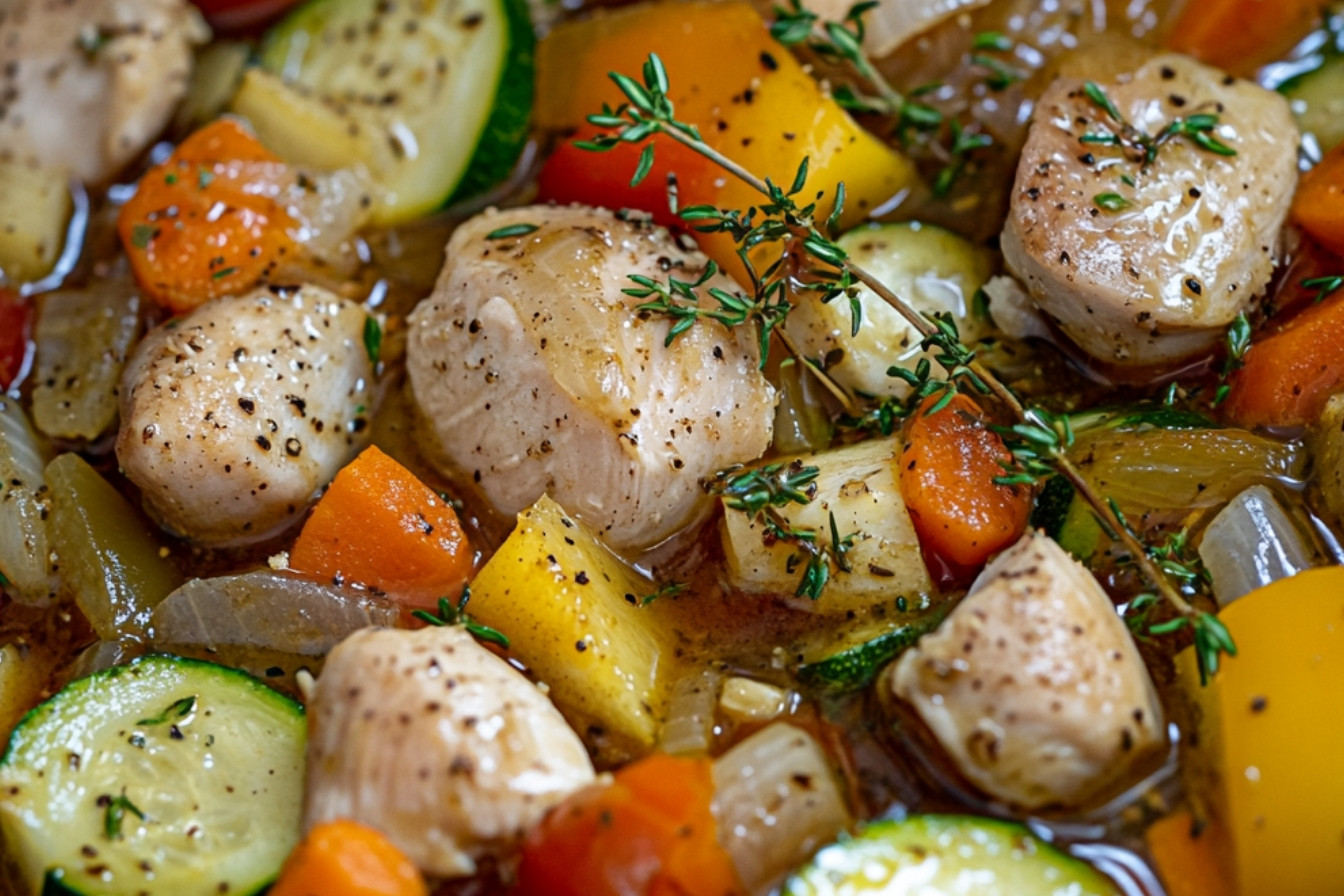 Chicken and Vegetables in a Honey Garlic Sauce in the Slow Cooker