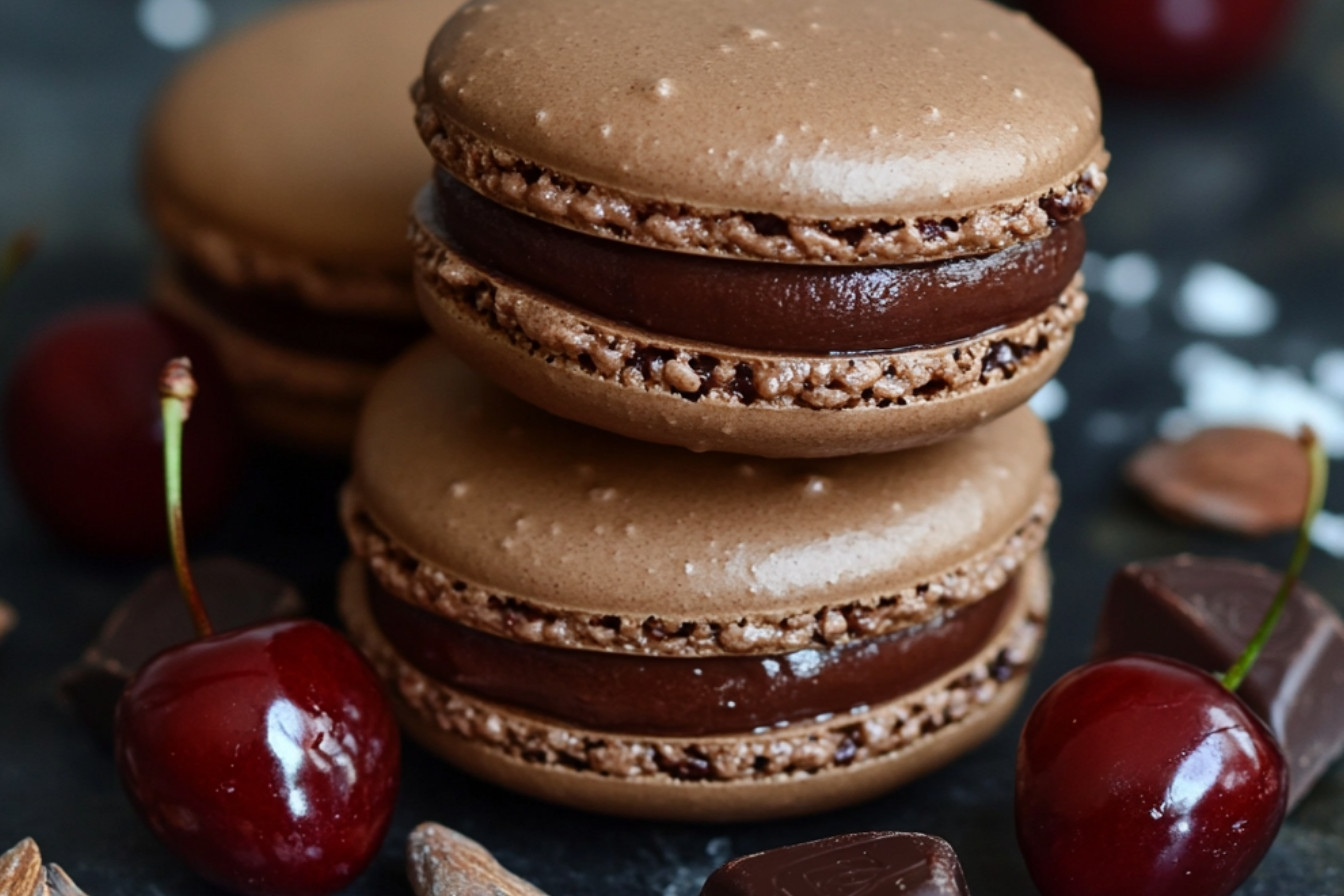 Healthy Chocolate Cherry Macarons