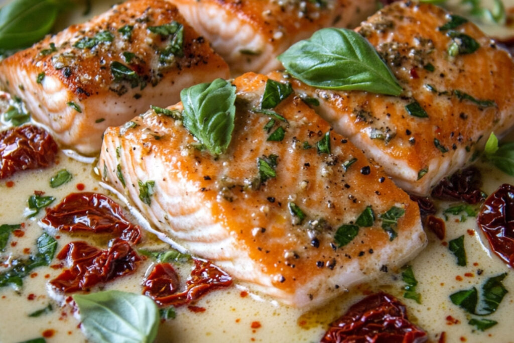 Salmon with Creamy Sun-Dried Tomato Sauce