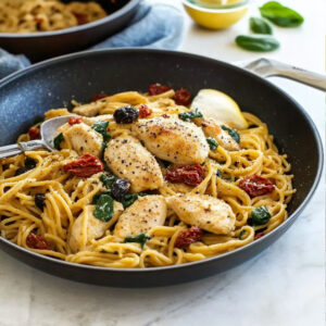 Tuscan Chicken Pasta Skillet 1Tuscan Chicken Pasta Skillet 300x300 