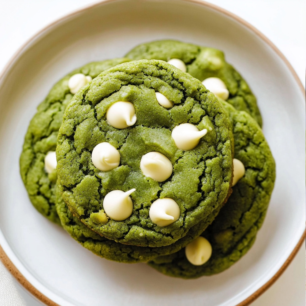 Chewy Matcha White Chocolate Cookies