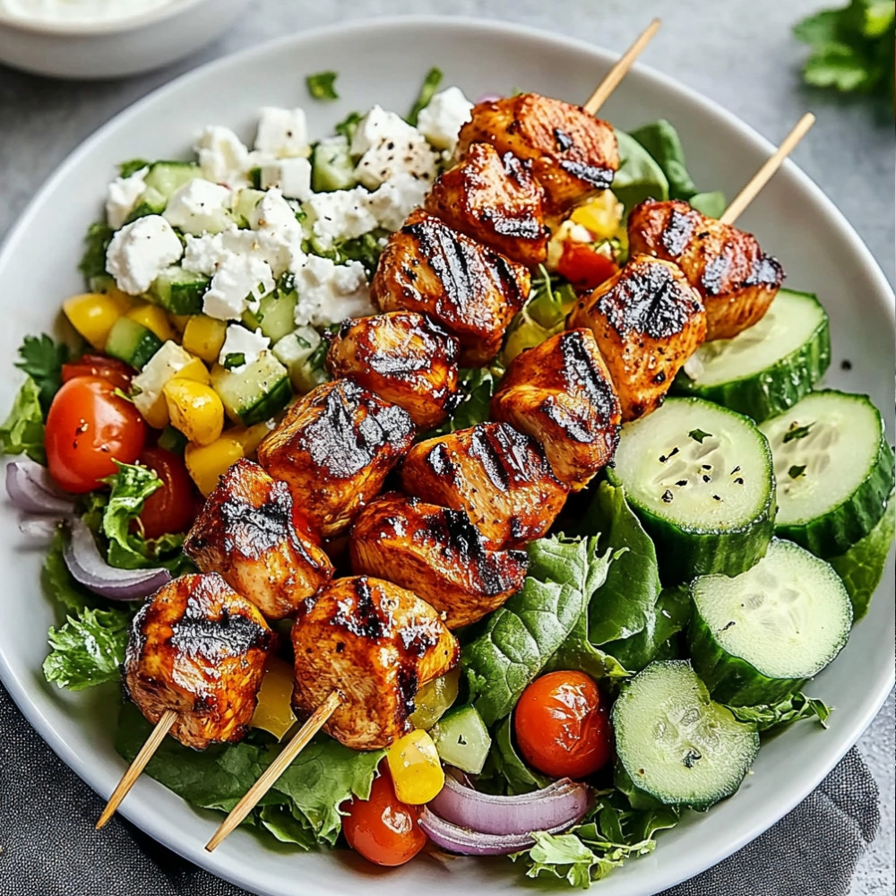 BBQ Chicken Skewer Salad