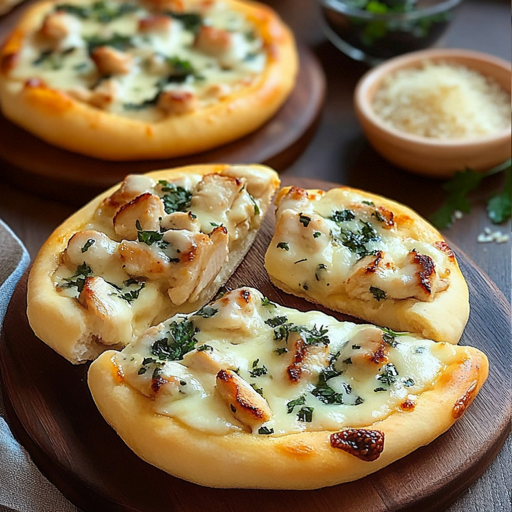 Mini Chicken Alfredo Pizzas
