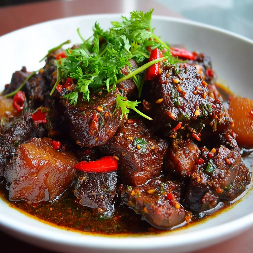 Beef Chunks in Red Wine