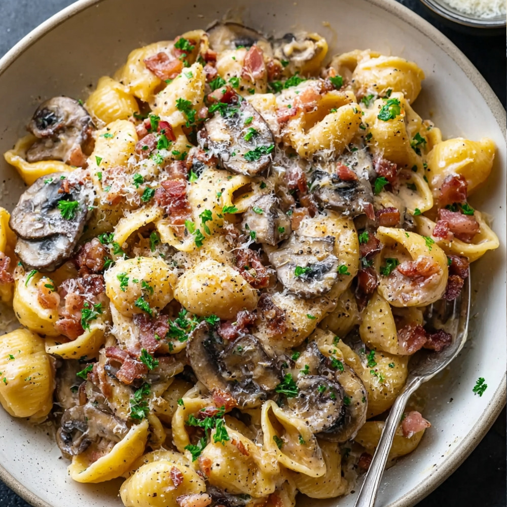 Creamy Bacon Mushroom Pasta