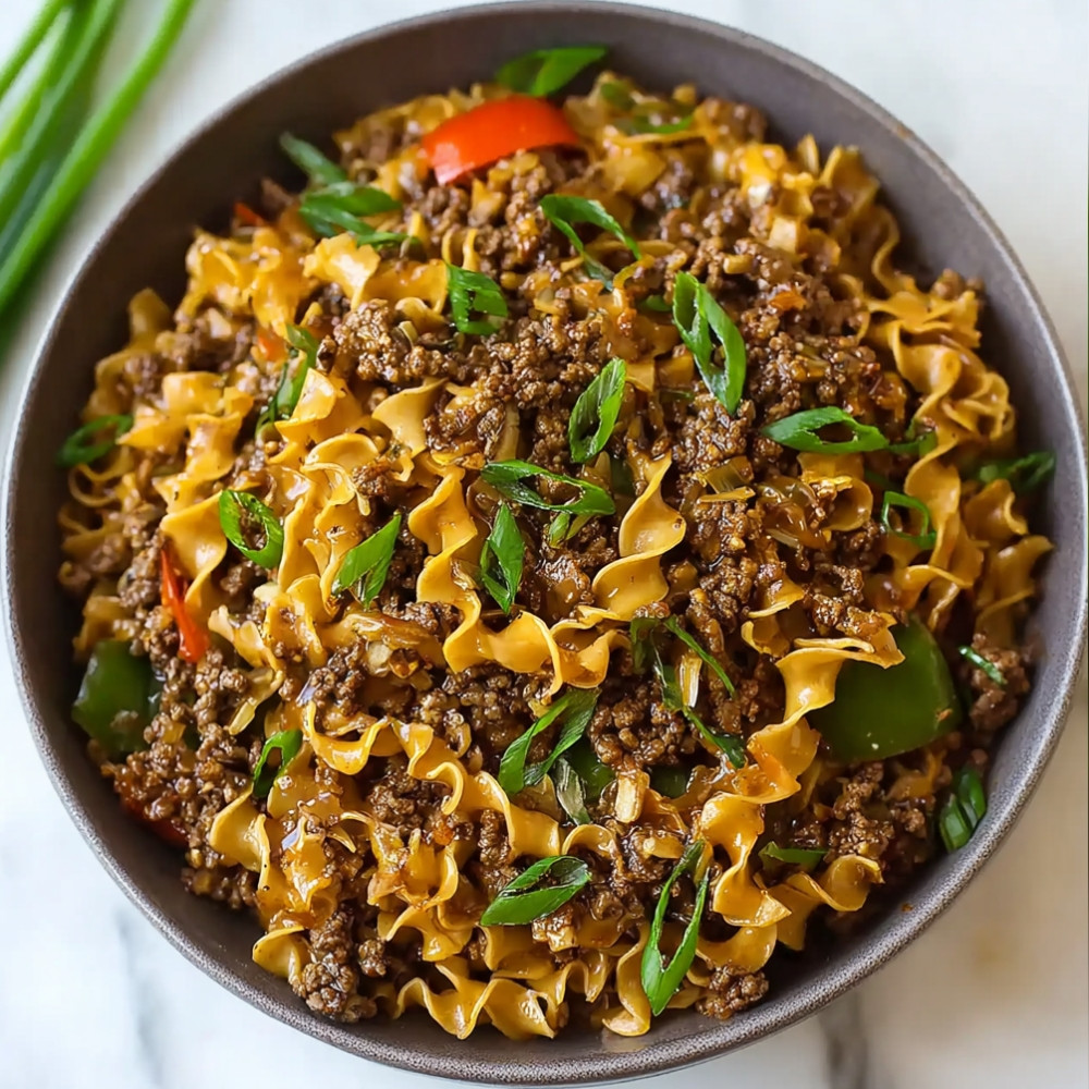 Mongolian Ground Beef Noodles